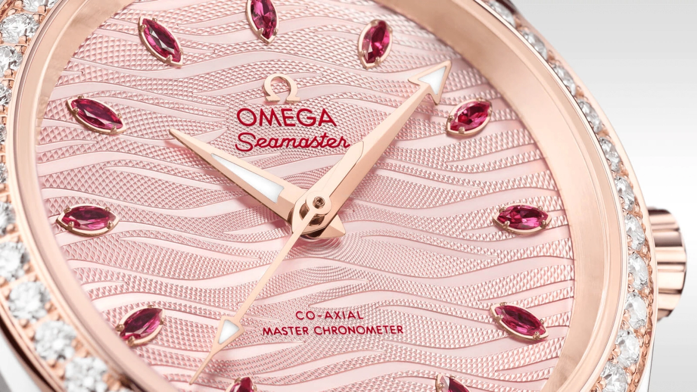 Omega,Aqua Terra 34mm,34mm,Sedna Gold,Stainless Steel,Pink,Automatic,Date,Co-Axial Escapement,220,220.28.34.20.60.001