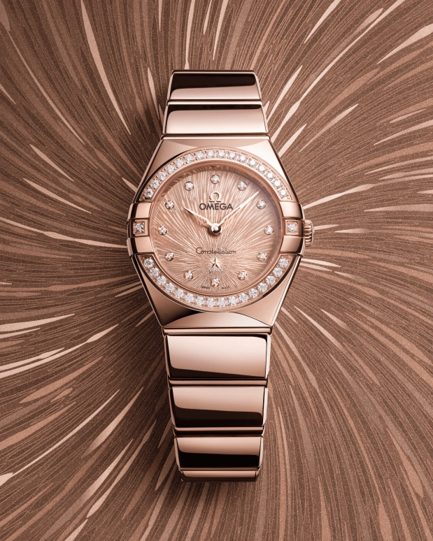 Omega,Constellation 28mm,28mm,Sedna Gold,Rose Gold,Quartz,In-house Caliber,Sapphire,Crystal Glass,131,131.55.28.60.60.001