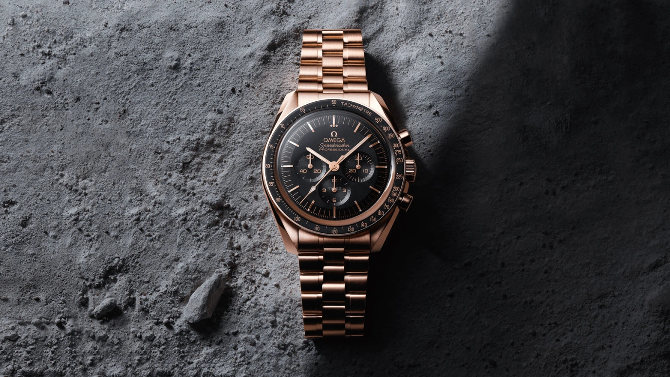 Omega,Speedmaster 42mm,42mm,Sedna Gold,Black,Handwound,Chronograph,50hours,310,310.60.42.50.01.001
