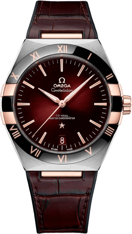 Omega,Constellation 41mm,41mm,Ceramic,Sedna Gold,Stainless Steel,Red,Automatic,Date,Co-Axial Escapement,131,131.23.41.21.11.001