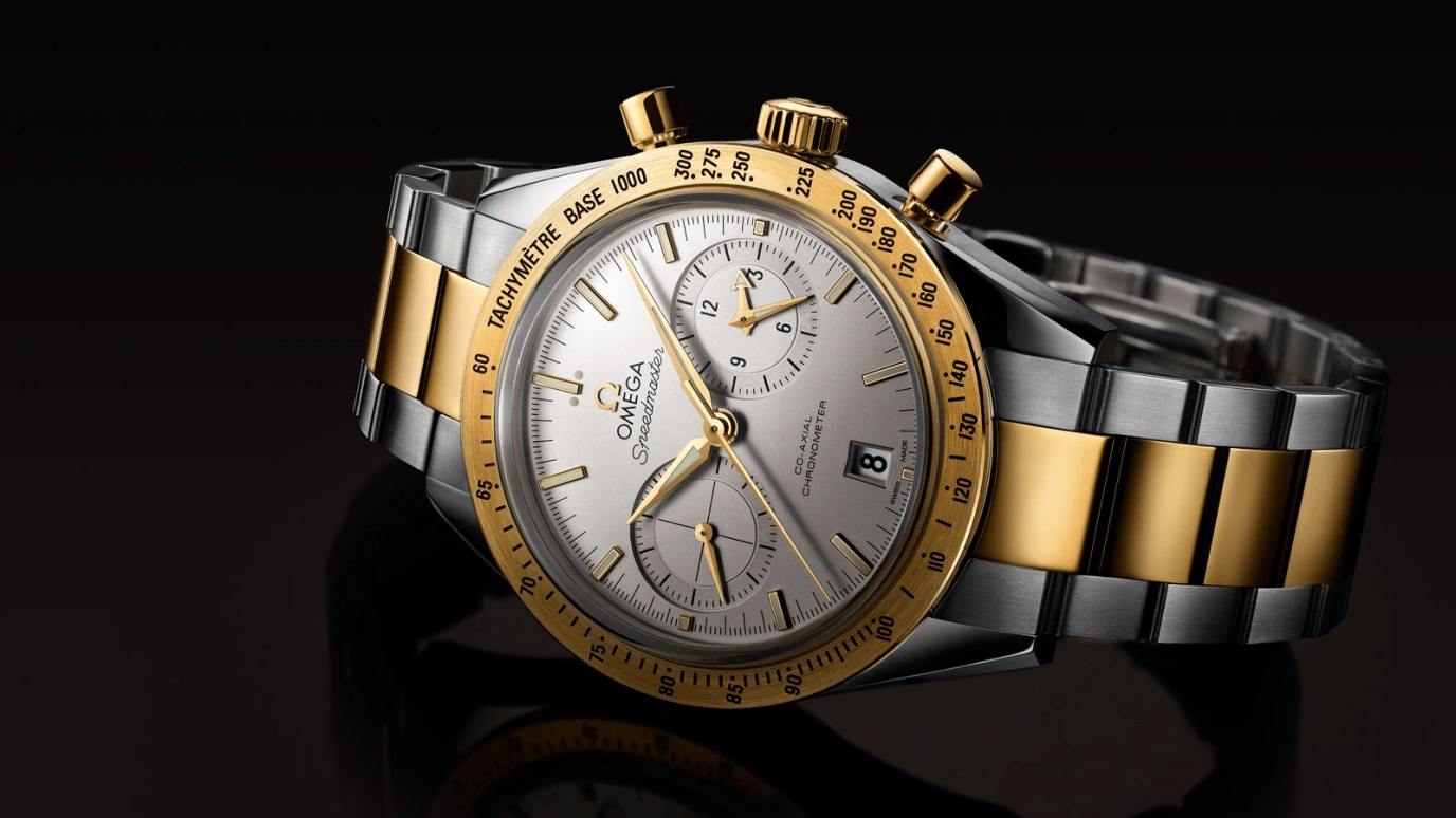 Omega,Speedmaster (Non-Moonwatch) 41.50mm,41.50mm,Yellow Gold,Stainless Steel,Silver,Automatic,Chronograph,Date,Co-Axial Escapement,Column Wheel,60hours,In-house Caliber,331,331.20.42.51.02.001