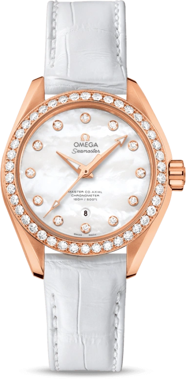 Omega,Aqua Terra 34mm,34mm,Sedna Gold,White,Automatic,Date,Co-Axial Escapement,231,231.58.34.20.55.003