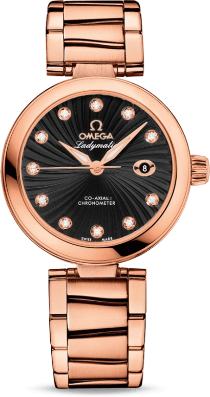 Omega,LadyMatic 34mm,34mm,Red Gold,Black,Automatic,Date,Co-Axial Escapement,425,425.60.34.20.51.001