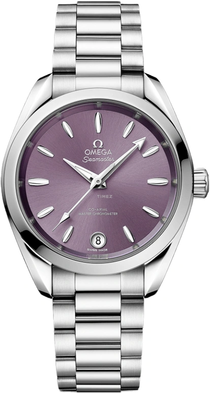 Omega,Aqua Terra 34mm,34mm,Stainless Steel,Purple,Automatic,Date,Co-Axial Escapement,220,220.10.34.20.10.002