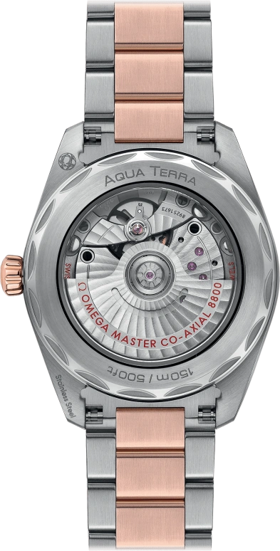 Omega,Aqua Terra 38mm,38mm,Sedna Gold,Stainless Steel,White,Automatic,Date,Co-Axial Escapement,220,220.25.38.20.55.001