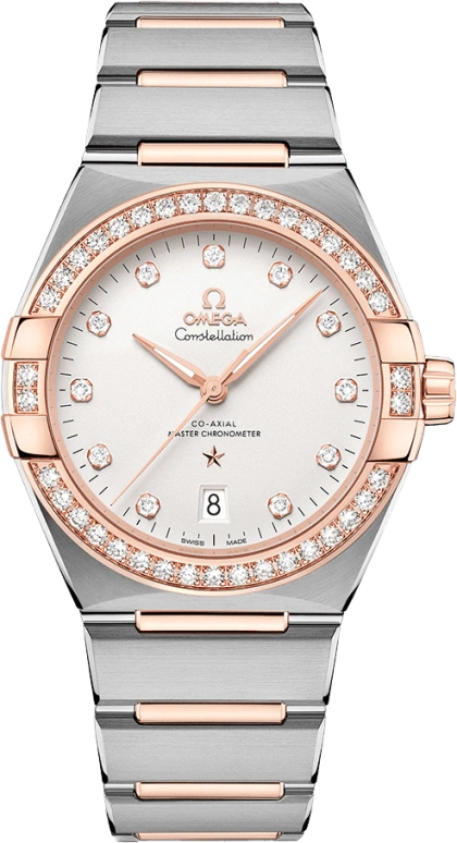 Omega,Constellation 39mm,39mm,Sedna Gold,Stainless Steel,Silver,Automatic,Date,Co-Axial Escapement,131,131.25.39.20.52.001