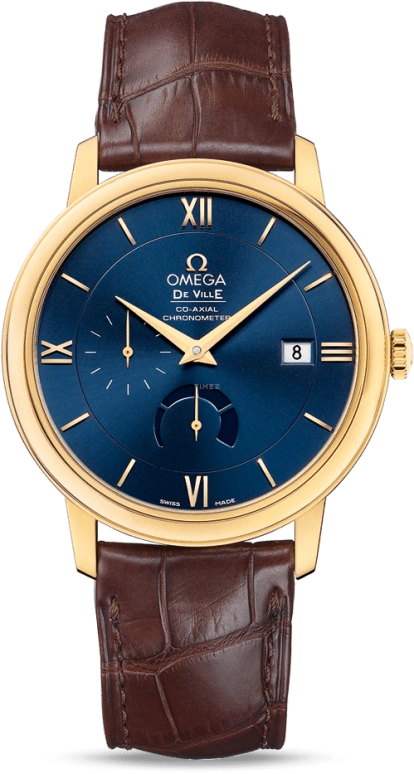 Omega,De Ville 39.50mm,39.50mm,Yellow Gold,Blue,Automatic,Date,Power Reserve Indicator,Co-Axial Escapement,424,424.53.40.21.03.001