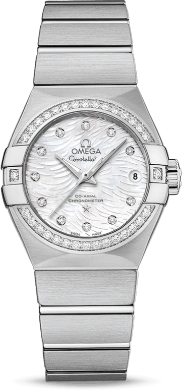 Omega,Constellation 27mm,27mm,Stainless Steel,White,Automatic,Date,Zodiac Indications,Co-Axial Escapement,123,123.15.27.20.55.003