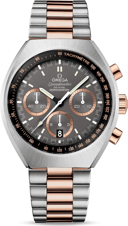 Omega,Speedmaster (Non-Moonwatch) 42.40mm,42.40mm,Sedna Gold,Stainless Steel,Grey,Automatic,Chronograph,Date,Co-Axial Escapement,Column Wheel,52hours,In-house Caliber,327,327.20.43.50.01.001