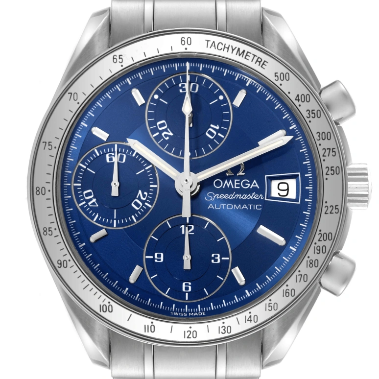 Omega,Speedmaster 39mm,39mm,Stainless Steel,Blue,Automatic,Chronograph,Day,3513,3513.80.00
