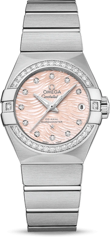 Omega,Constellation 27mm,27mm,Stainless Steel,Pink,Automatic,Date,Zodiac Indications,Co-Axial Escapement,123,123.15.27.20.57.002