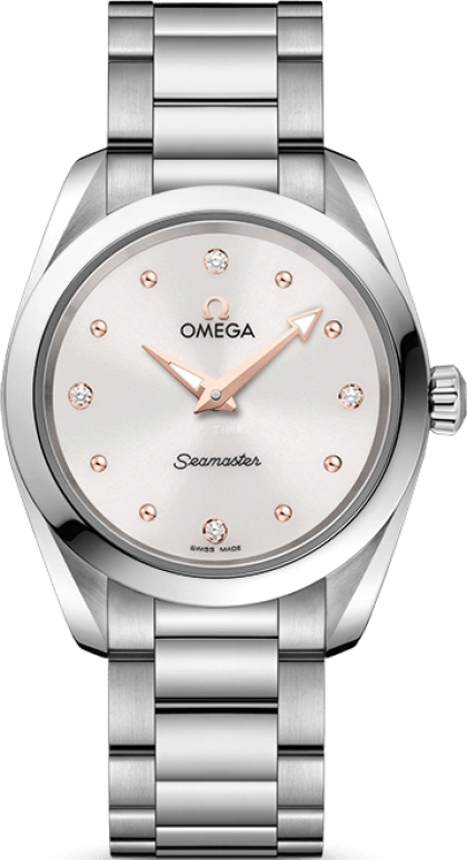 Omega,Aqua Terra 28mm,28mm,Stainless Steel,White,Quartz,Day,Zodiac Indications,220,220.10.28.60.54.001