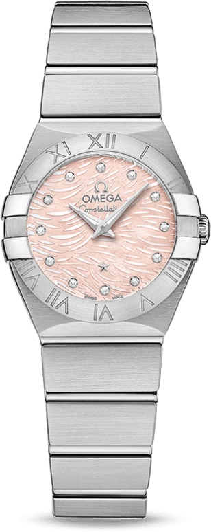 Omega,Constellation 24mm,24mm,Stainless Steel,Pink,Quartz,30000hours,In-house Caliber,123,123.10.24.60.57.002