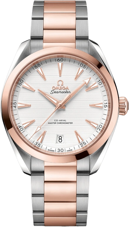 Omega,Aqua Terra 41mm,41mm,Sedna Gold,Stainless Steel,Silver,Automatic,Date,Co-Axial Escapement,220,220.20.41.21.02.001