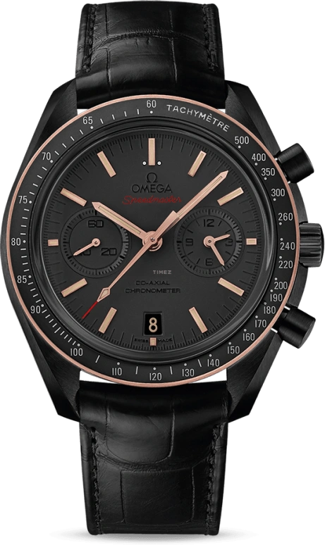 Omega,Speedmaster (Non-Moonwatch) 44.25mm,44.25mm,Ceramic,Sedna Gold,Black,Automatic,Chronograph,Date,Co-Axial Escapement,Column Wheel,60hours,In-house Caliber,311,311.63.44.51.06.001
