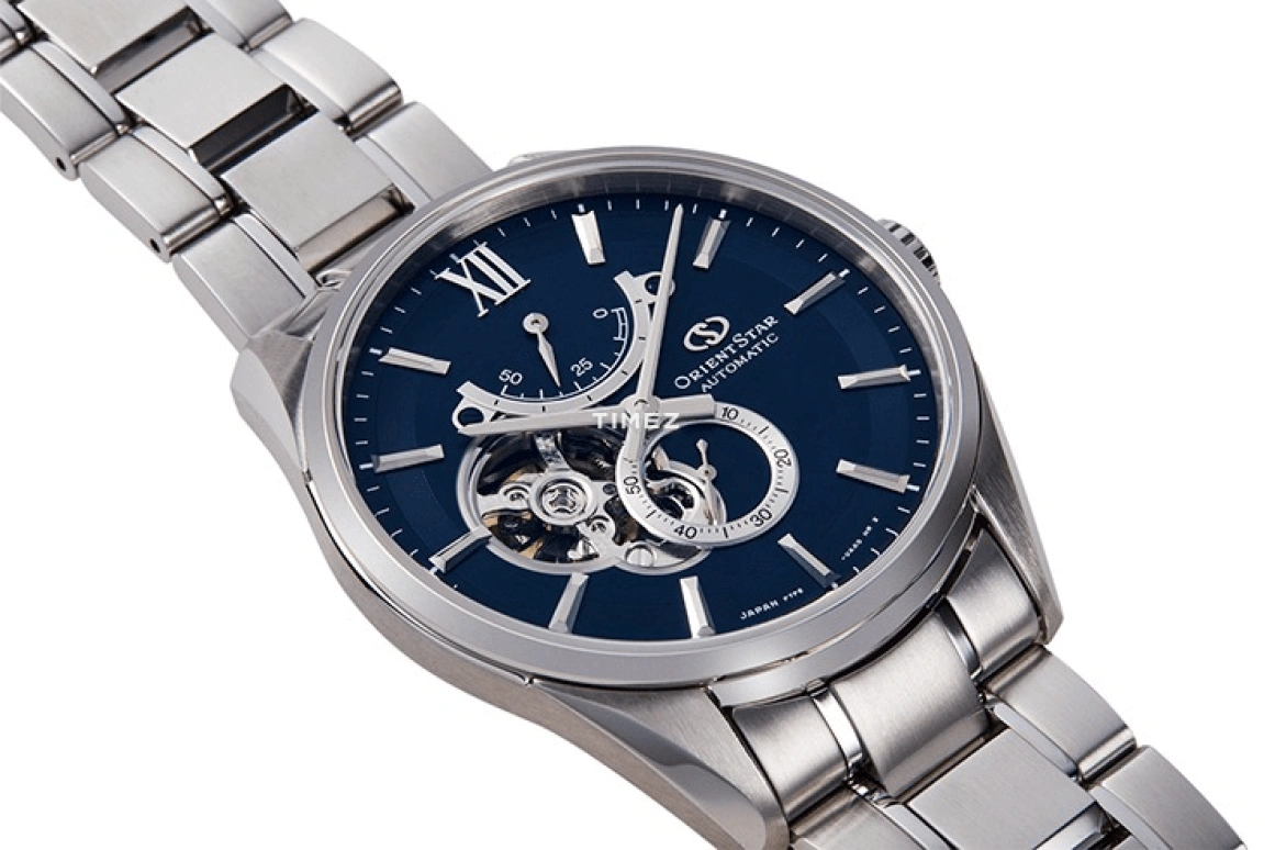 Orient,Contemporary 41mm,41mm,Stainless Steel,Blue,Automatic,Handwound,Power Reserve Indicator,Sapphire,RE,RE-HJ0002L