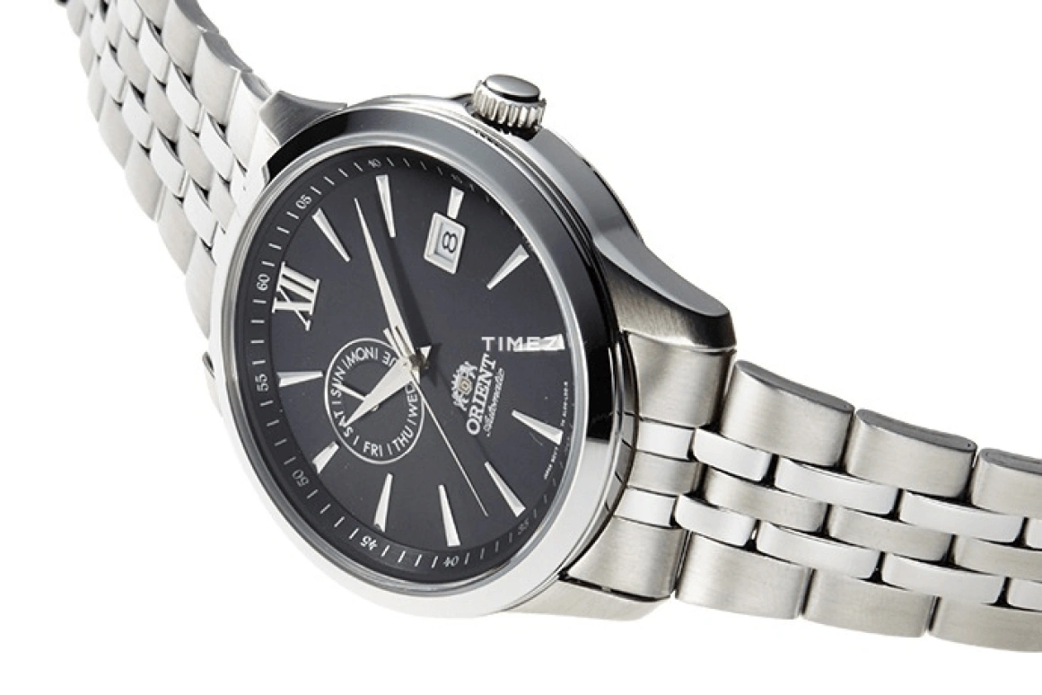 Orient,Contemporary 43mm,43mm,Stainless Steel,Black,Automatic,Date,Day,AL00002B