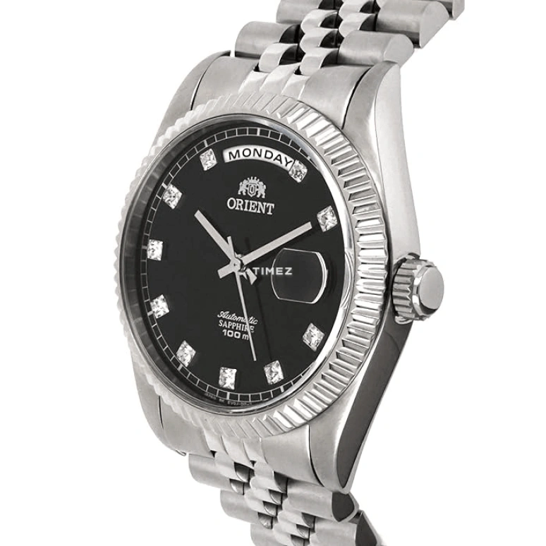 Orient,Classic 36.50mm,36.50mm,Stainless Steel,Black,Quartz,Day,Sapphire,Glass,FEV0J003B