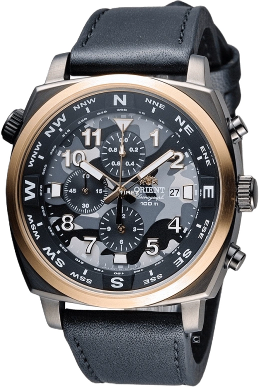 Orient,Sports 45.50mm,45.50mm,Stainless Steel,Black,Grey,Quartz,Chronograph,Day,FTT17003B