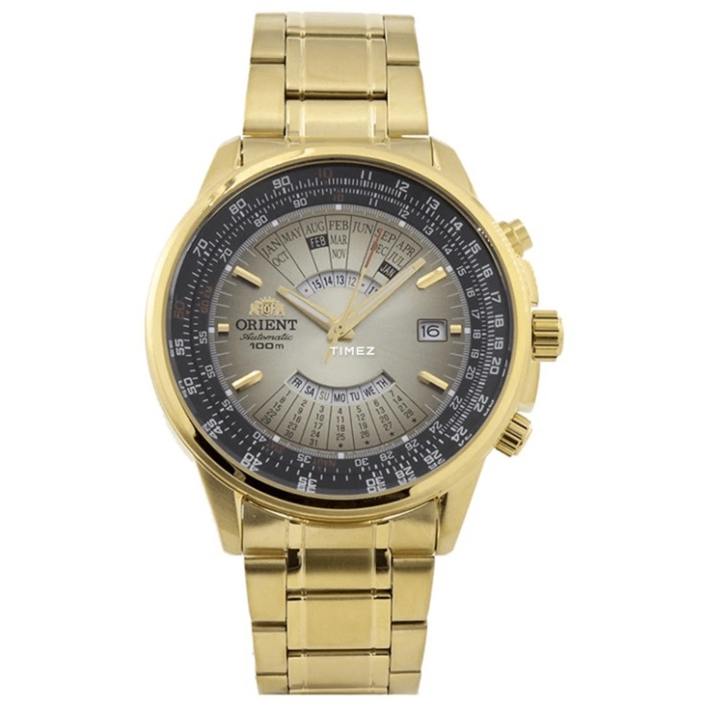 Orient,Sports 44mm,44mm,Stainless Steel,Black,Gold,Automatic,Perpetual Calendar,Date,Day,FEU07004UX