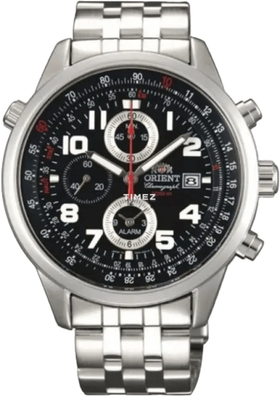 Orient,Sports 43mm,43mm,Stainless Steel,Black,Quartz,Chronograph,Day,Alarm,FTD09006B
