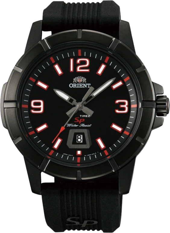 Orient,Other 43mm,43mm,Stainless Steel,Black,Quartz,Day,Sapphire,Crystal Glass,SUNE9009B0