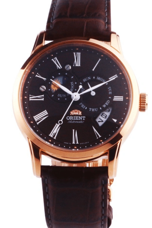 Orient,Classic 42.50mm,42.50mm,Stainless Steel,Brown,Handwound,Automatic,Moonphase,Date,Day,SET0T003T