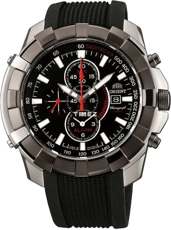 Orient,Sports 50.50mm,50.50mm,Stainless Steel,Black,Quartz,Chronograph,Day,Alarm,TD10003B
