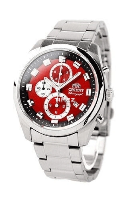 Orient,Other 43mm,43mm,Stainless Steel,Red,Quartz,Chronograph,Day,TT0U002H