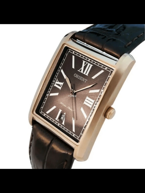 Orient,Other 39x27mm,39x27mm,Stainless Steel,Coffee,Quartz,Day,Glass,FUNEL001T
