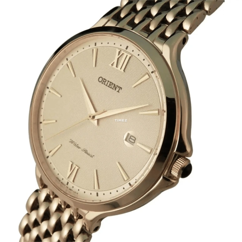 Orient,Classic 40.50mm,40.50mm,Yellow Gold,Gold,Quartz,Day,Sapphire,Crystal Glass,FUNF7003C