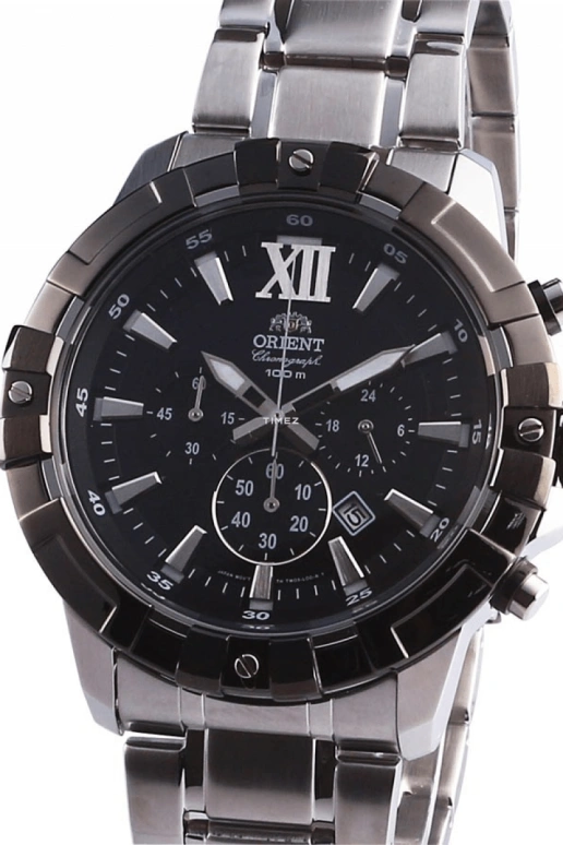 Orient,Other 47mm,47mm,Stainless Steel,Black,Quartz,Chronograph,Day,FTW03001B