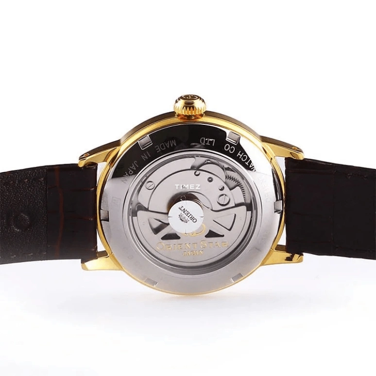 Orient,STAR 38.50mm,38.50mm,Yellow Gold,White,Handwound,Day,Power Reserve Indicator,SEL05001S