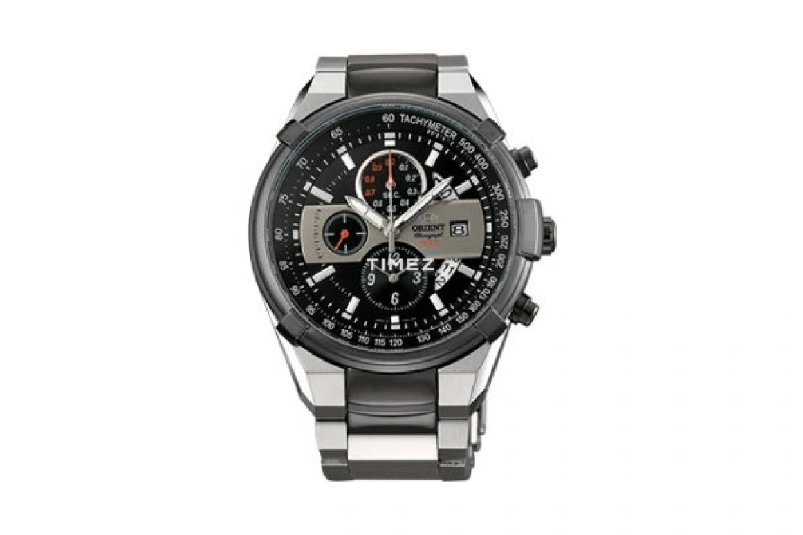 Orient,Sports 43.50mm,43.50mm,Stainless Steel,Black,Quartz,Chronograph,Day,TT0J001B