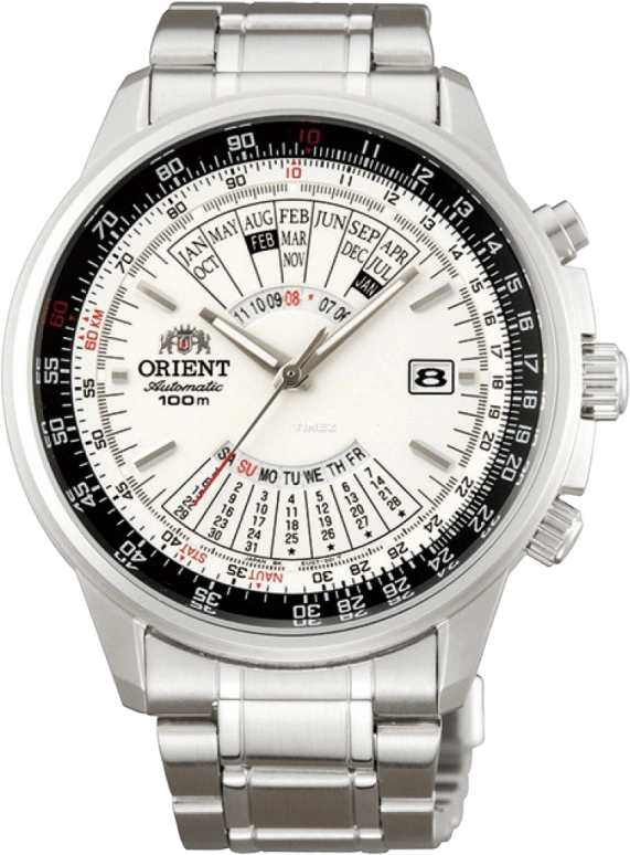 Orient,Sports 44mm,44mm,Stainless Steel,White,Automatic,Perpetual Calendar,Month,Date,Day,Glass,Round,FEU07005W