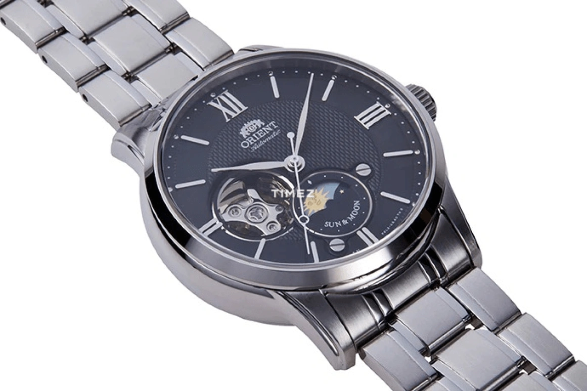 Orient,Classic 42mm,42mm,Stainless Steel,Black,Automatic,Moonphase,Day / Night Indication,RA,RA-AS0002B