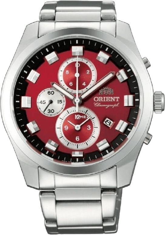 Orient,Other 43mm,43mm,Stainless Steel,Red,Quartz,Chronograph,Day,TT0U002H
