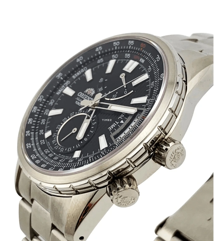 Orient,Other 43.70mm,43.70mm,Stainless Steel,Blue,Automatic,Chronograph,Day,Power Reserve Indicator,Dule Time,Sapphire,Round,SDH01002D0