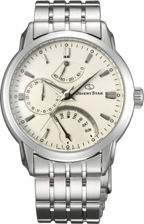 Orient,STAR 39.50mm,39.50mm,Stainless Steel,White,Handwound,Day,Flyback,Retrograde,SDE00002W