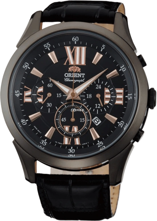 Orient,Sports 44mm,44mm,Stainless Steel,Black,Quartz,Chronograph,Day,TW04005B