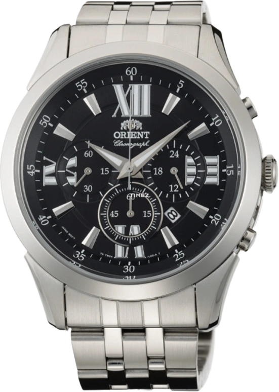 Orient,Classic 44mm,44mm,Stainless Steel,Black,Quartz,Chronograph,Day,FTW04003B