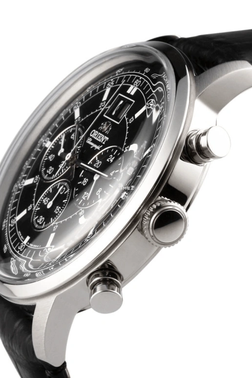 Orient,Classic 45mm,45mm,Stainless Steel,Black,Quartz,Chronograph,Day,FTV02003B