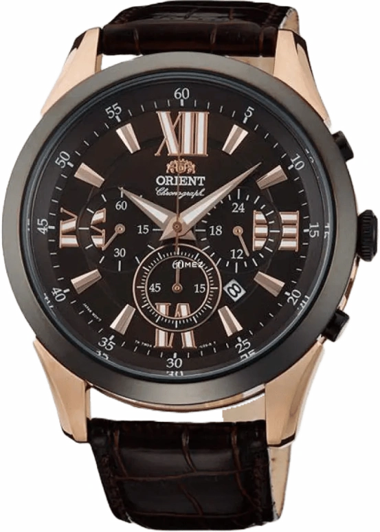 Orient,Sports 44mm,44mm,Stainless Steel,Brown,Quartz,Chronograph,Day,TW04004T