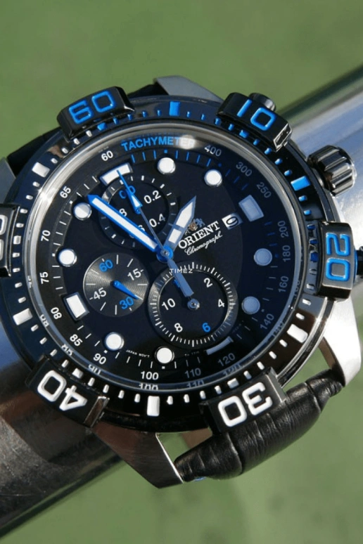 Orient,Sports 44.50mm,44.50mm,Stainless Steel,Black,Quartz,Chronograph,Day,FTT16004B