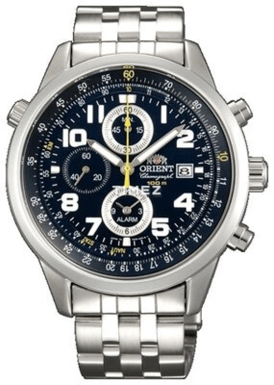 Orient,Sports 43mm,43mm,Stainless Steel,Blue,Quartz,Chronograph,Day,TD09007D