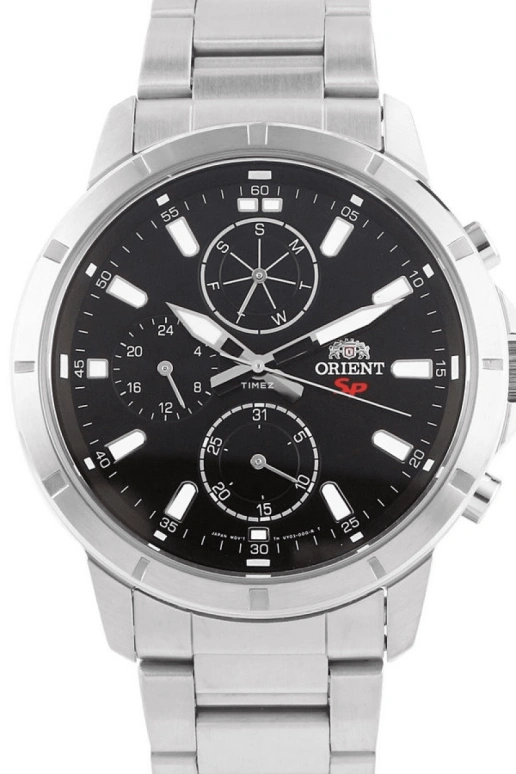 Orient,Sports 42mm,42mm,Stainless Steel,Black,Quartz,Day,Glass,FTT12003B