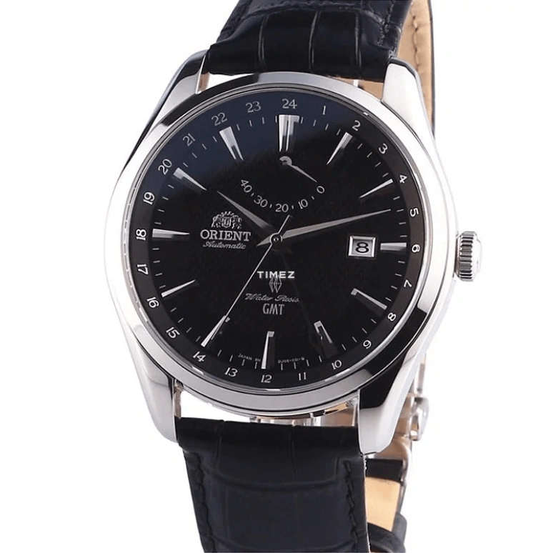 Orient,Classic 42mm,42mm,Stainless Steel,Black,Handwound,Day,Power Reserve Indicator,Dule Time,SDJ05002B