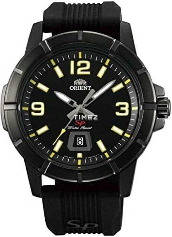 Orient,Sports 43mm,43mm,Stainless Steel,Black,Quartz,Day,Sapphire,Crystal Glass,SUNE900BB0