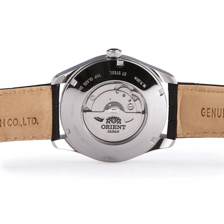 Orient,Classic 42mm,42mm,Stainless Steel,Black,Handwound,Day,Power Reserve Indicator,Dule Time,SDJ05002B