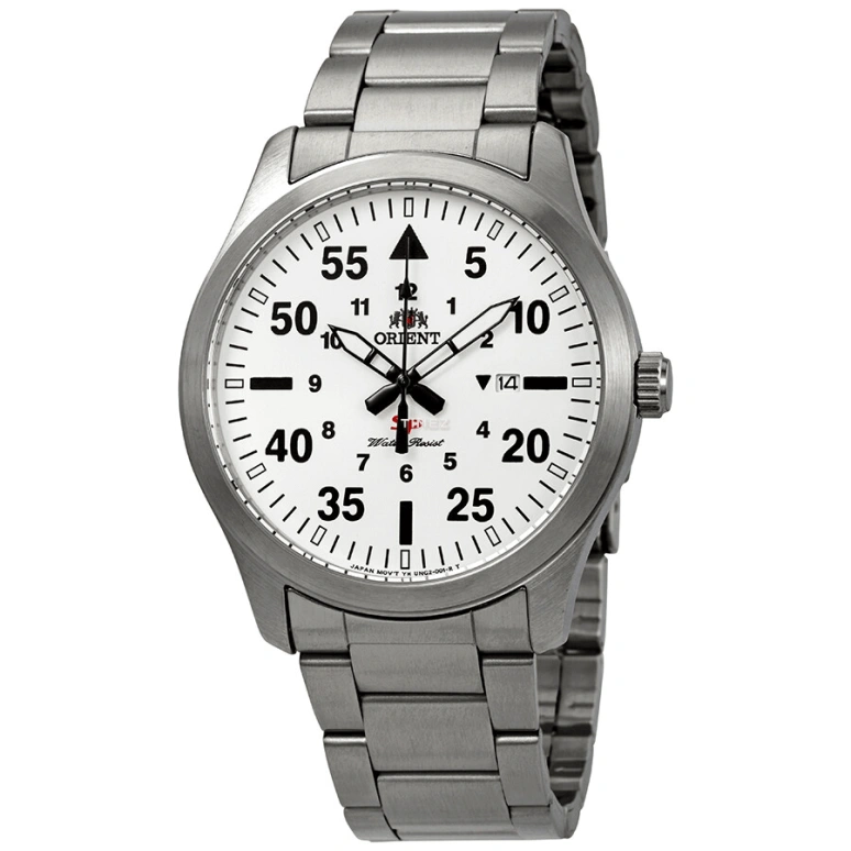 Orient,Sports 42mm,42mm,Stainless Steel,White,Quartz,Day,Sapphire,Crystal Glass,FUNG2002W